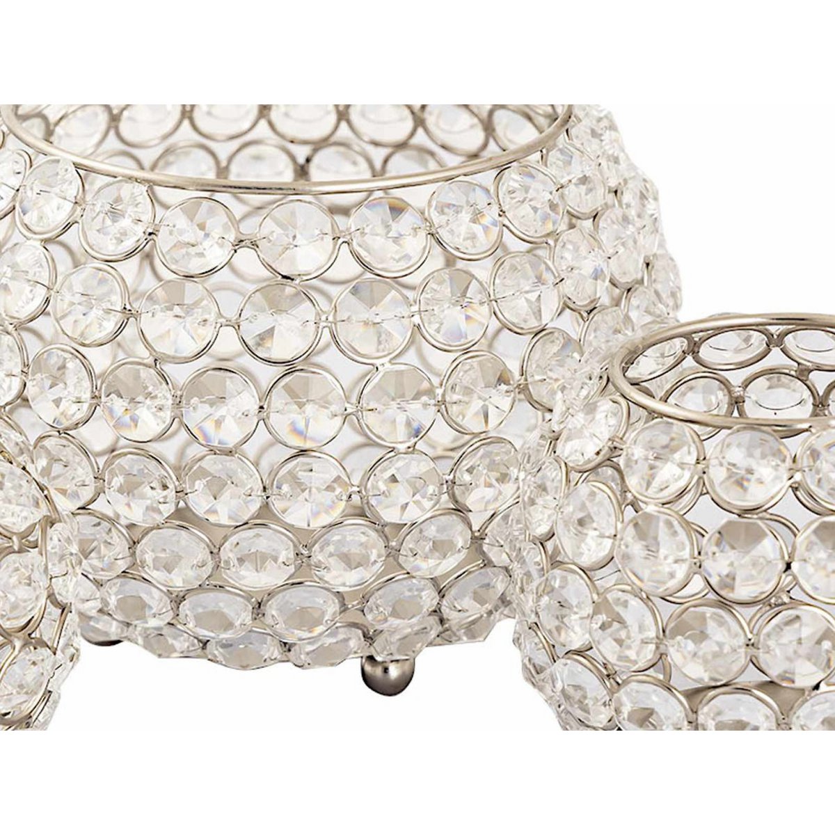 Tealight-houder kandelaar Set 3-delige Crystal Candlestick Gold of Silver Vintage Crystal
