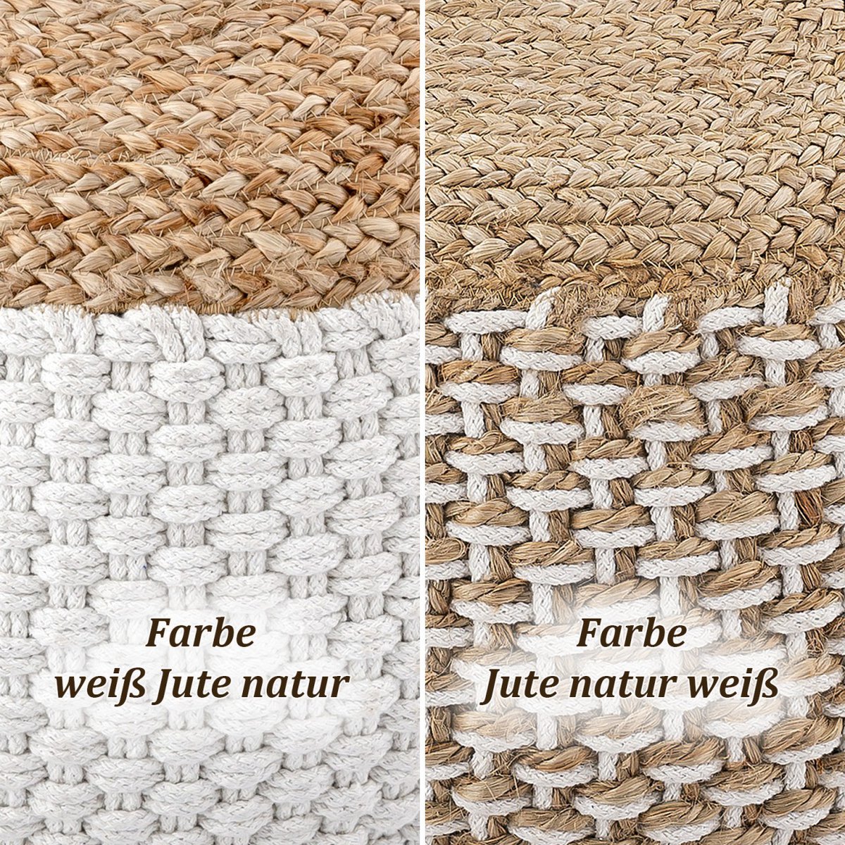 Poef jute poef ca. 50x50 cm decoratieve kruk natuurlijke jute poef poef vloerkussen poef