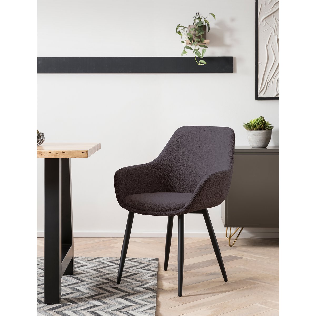 Fauteuil Bouclé stof antraciet set van 2