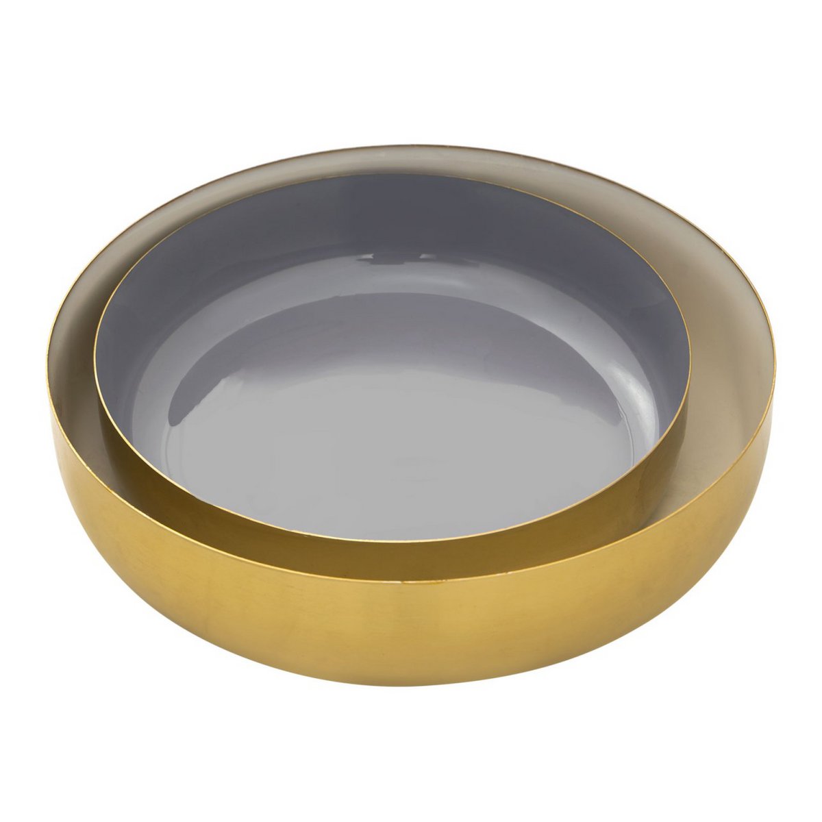Sierschaal, set van 2, rond, ø 22/18 cm Glam snackschaal, hoogwaardig metaal, binnenzijde goud en email