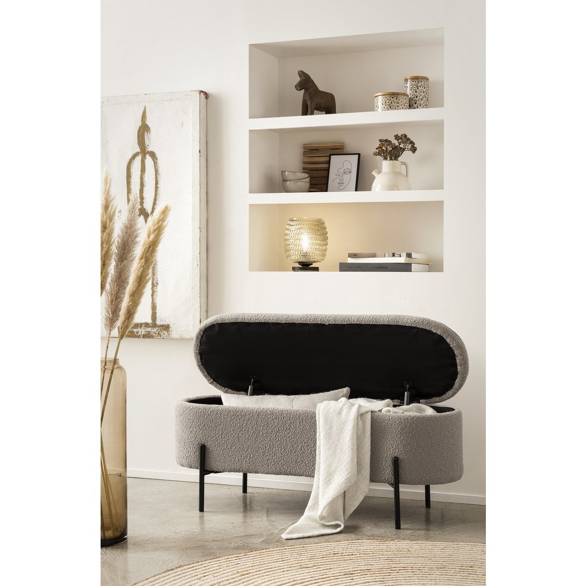 Bedbank met opbergfunctie taupe
