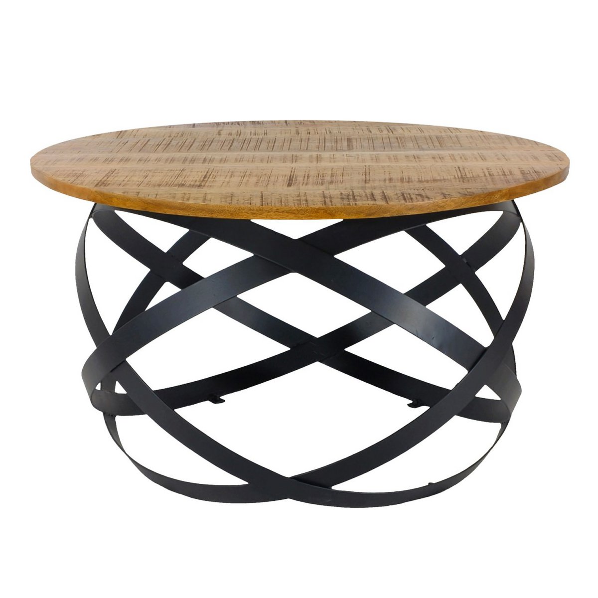 Bijzettafel salontafel rond woonkamer orbit metalen frame zwart