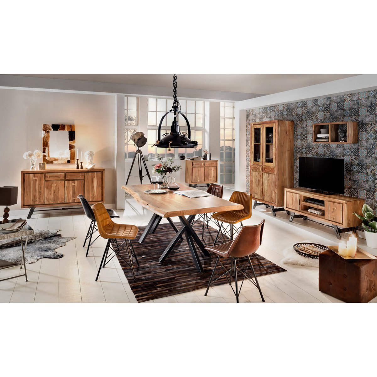 Tafel 200x100 cm, natuurlijk acacia, 56 mm