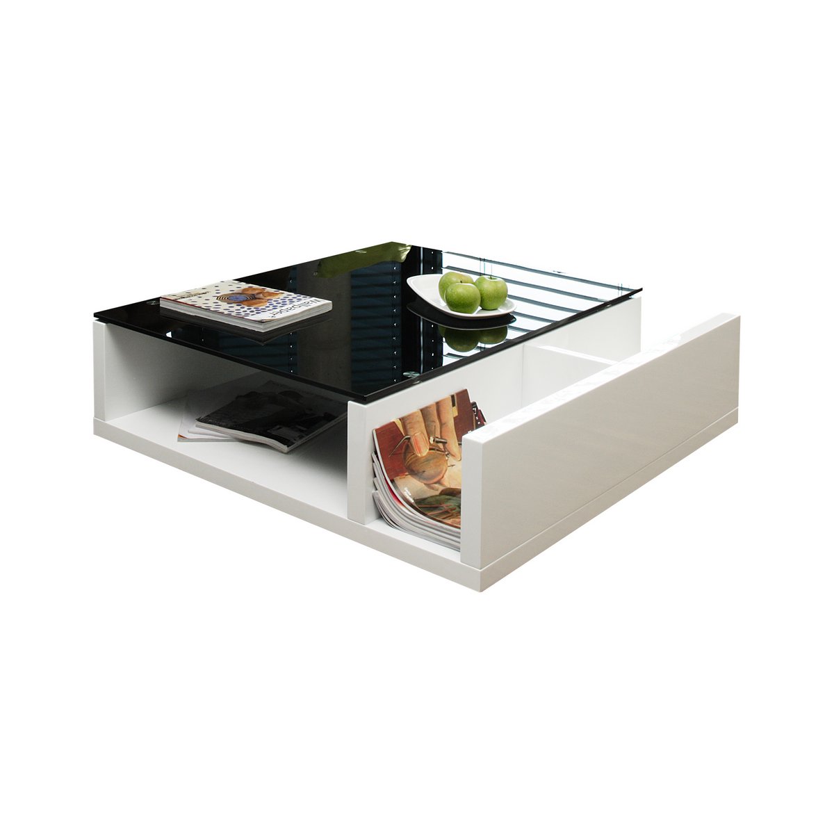 Salontafel wit/zwart 100x100 cm