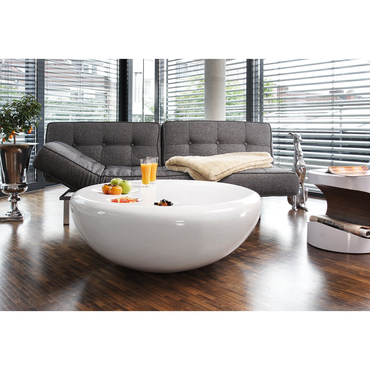 Salontafel Ø 100 cm rond wit glasvezel