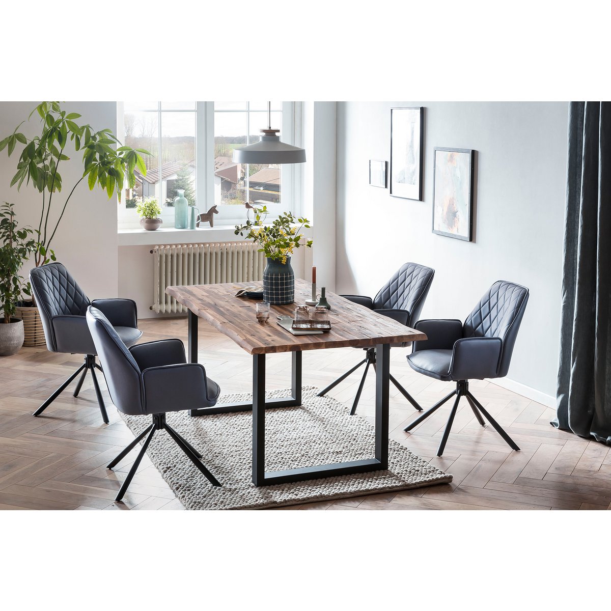 Grijze fauteuil set van 2 met 360° draaifunctie