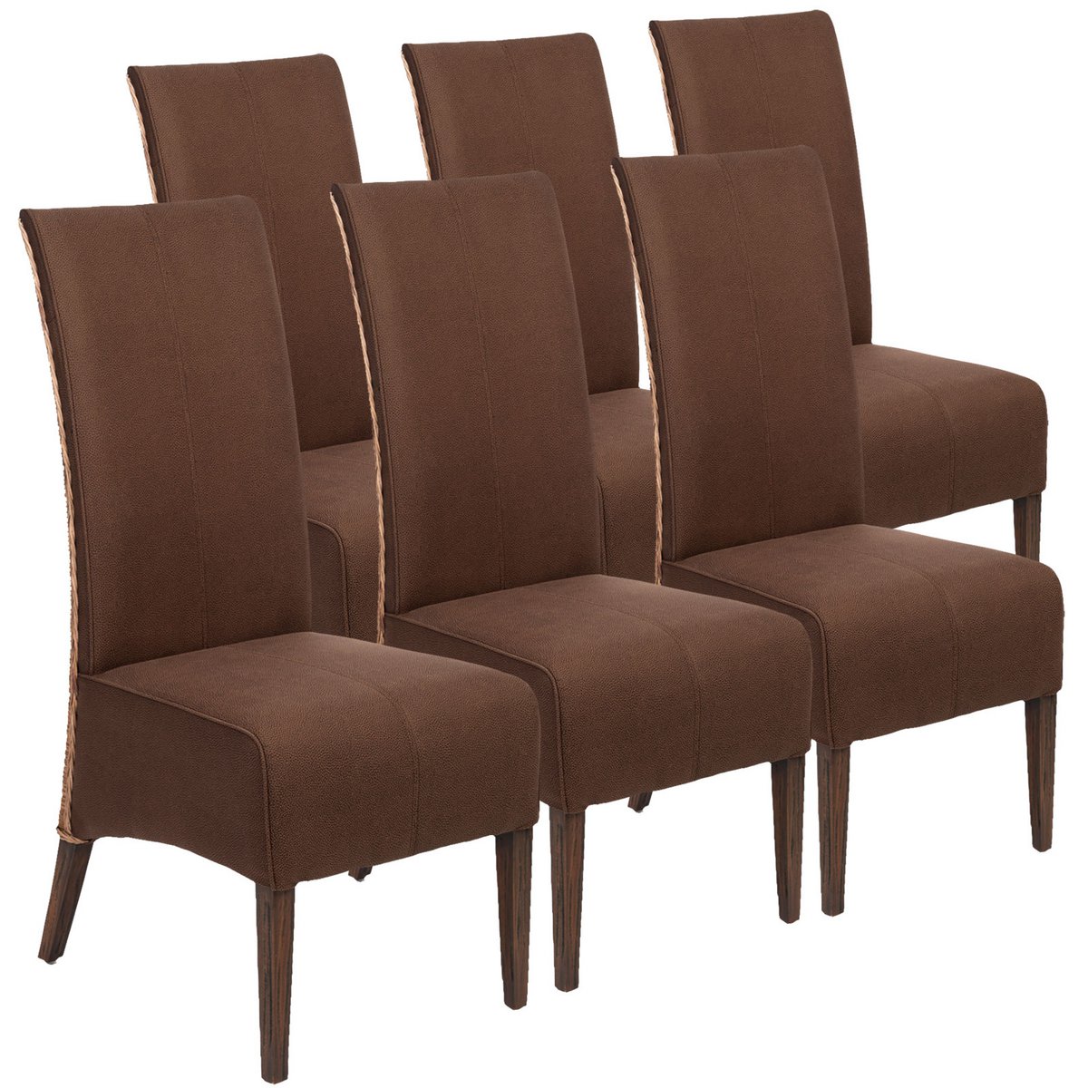 Rattan stoelen gezet 6 stuk eetkamerstoelen gestoffeerde stoelen Antonio Brown bekleding wildleer look