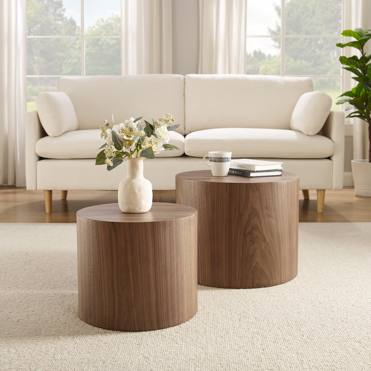 Salontafel set van 2 walnoot