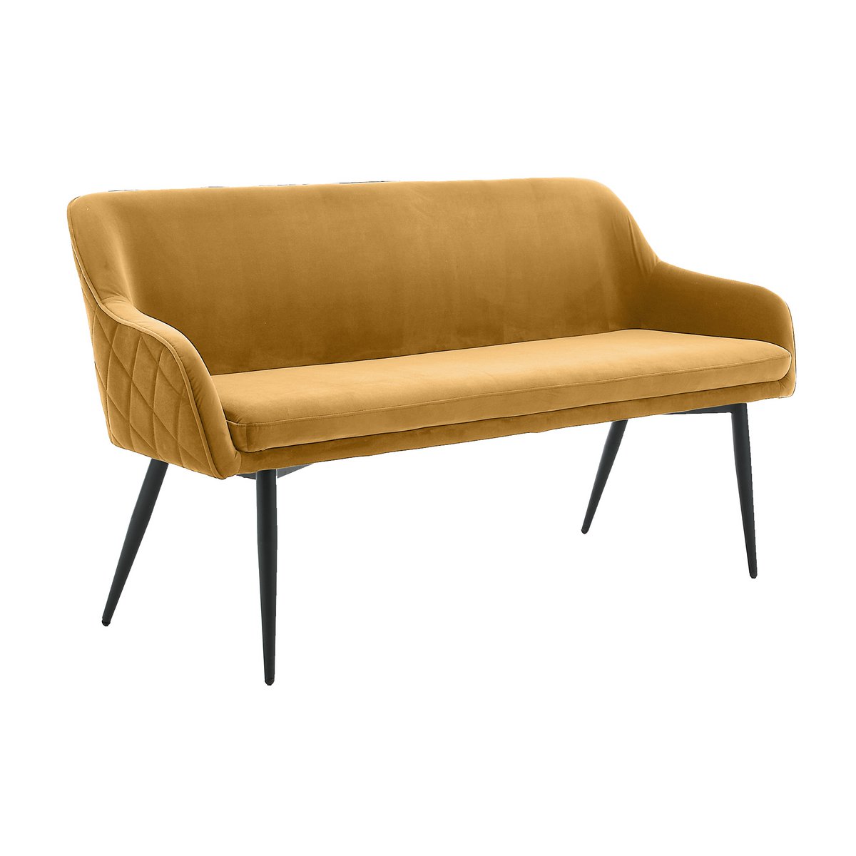 Bank 160 cm fluweel mosterdgeel