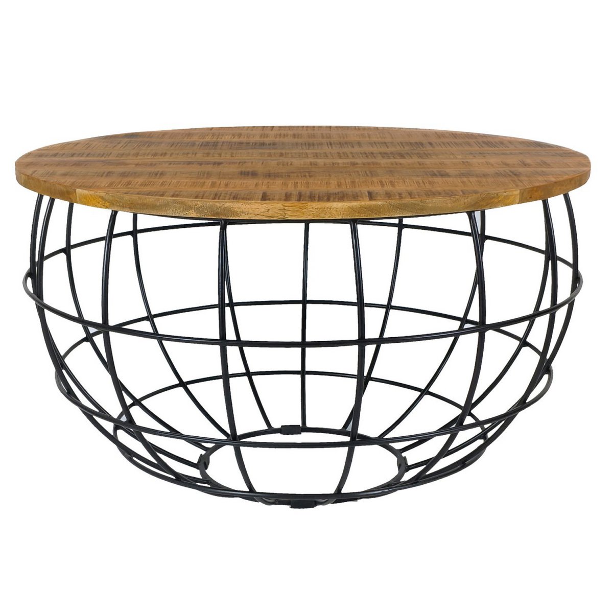 Ronde salontafel duurzaam Lexington ø 75 cm metalen gaas draadframe massief houten salontafel
