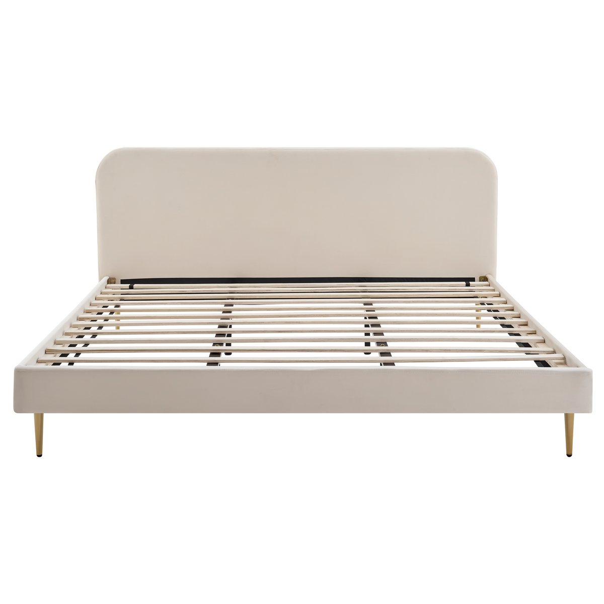 Gestoffeerd bed met beige fluwelen hoes 180x200 cm