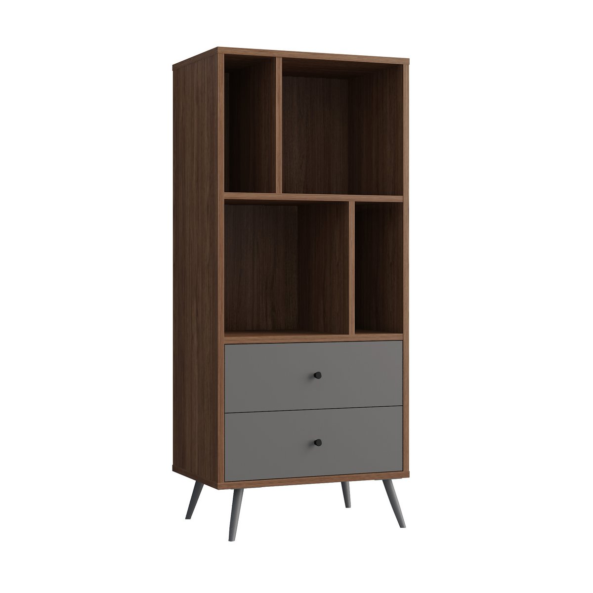 Boekenkast walnoot/grijs