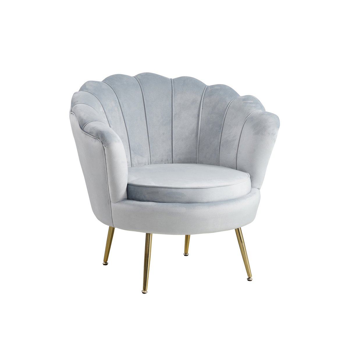 Fluwelen schelp fauteuil in lichtgrijs