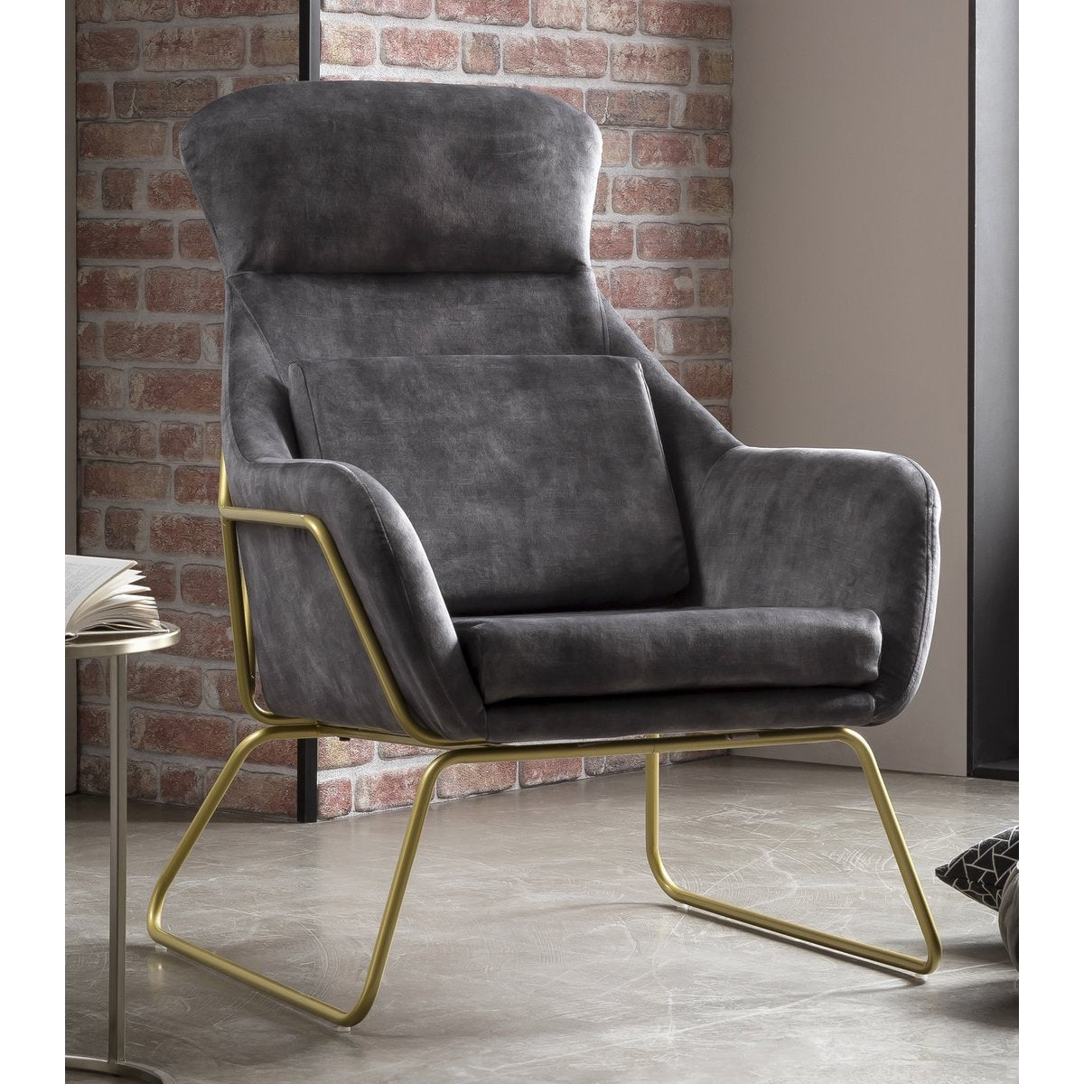 Loungestoel van grijs fluweel