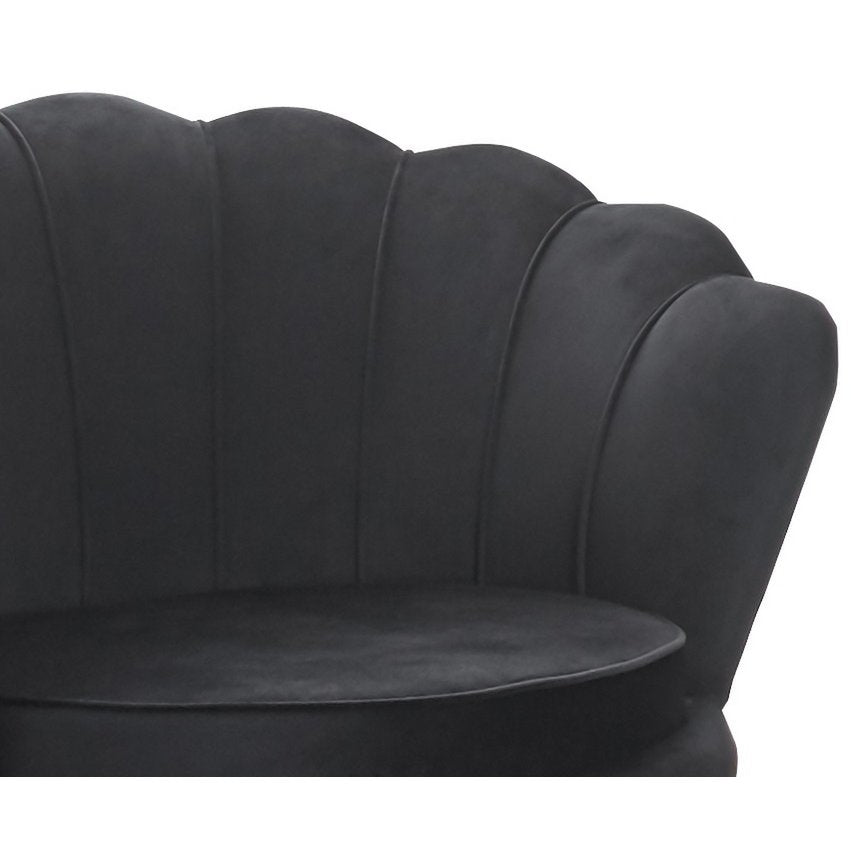 Zwart fluwelen schelp fauteuil