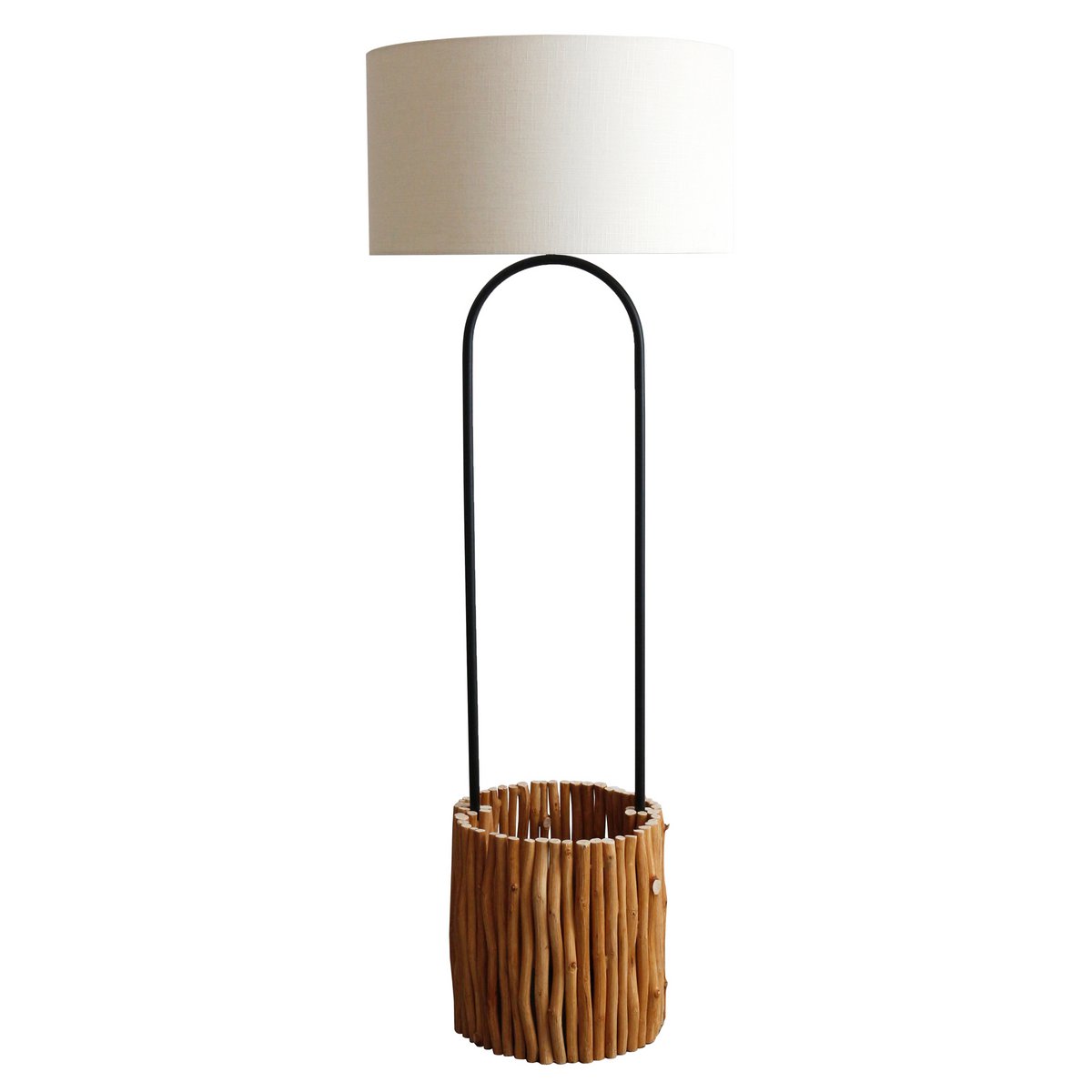 Vloerlamp drijfhout naturel/wit 155 cm