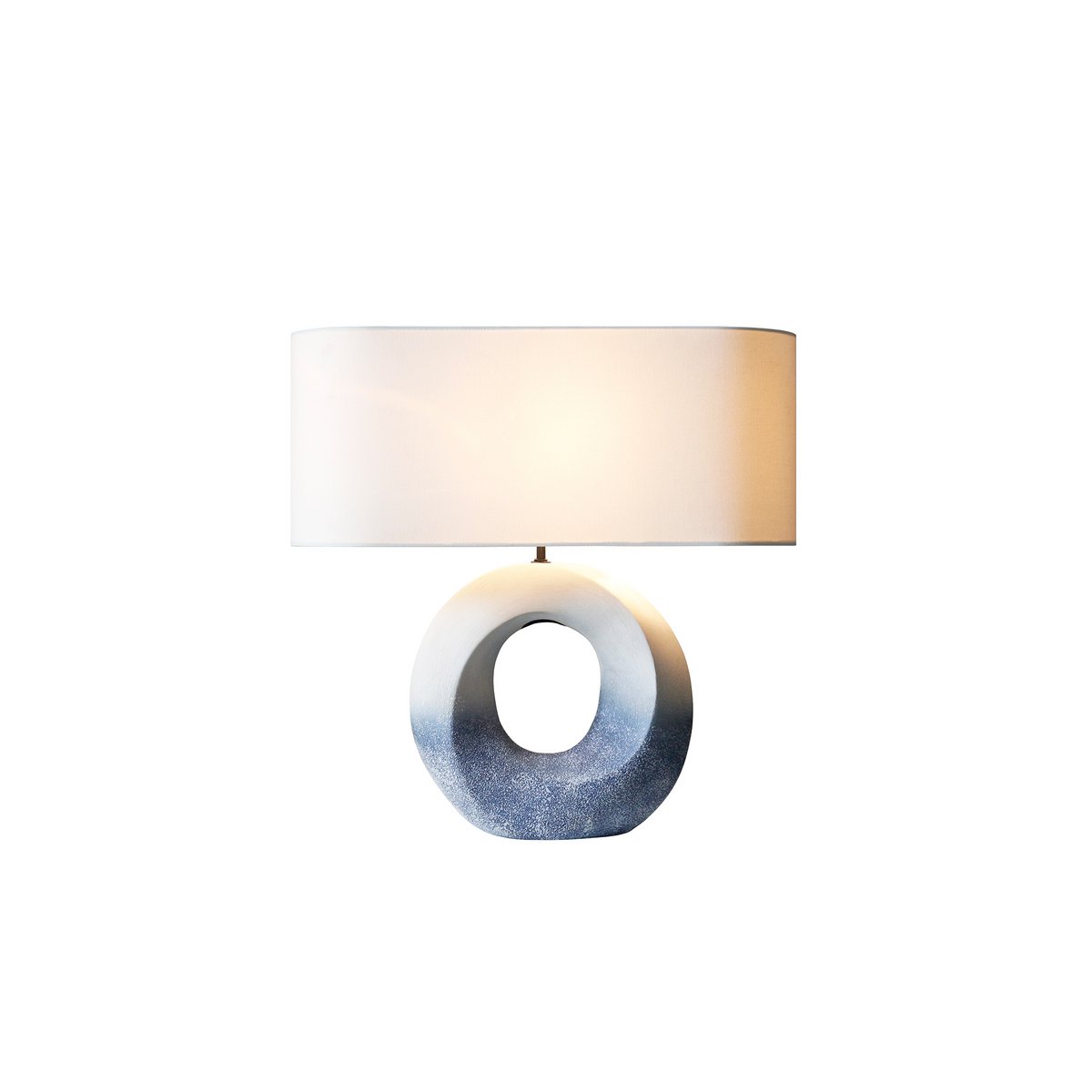 Tafellamp keramiek/linnen blauw/wit