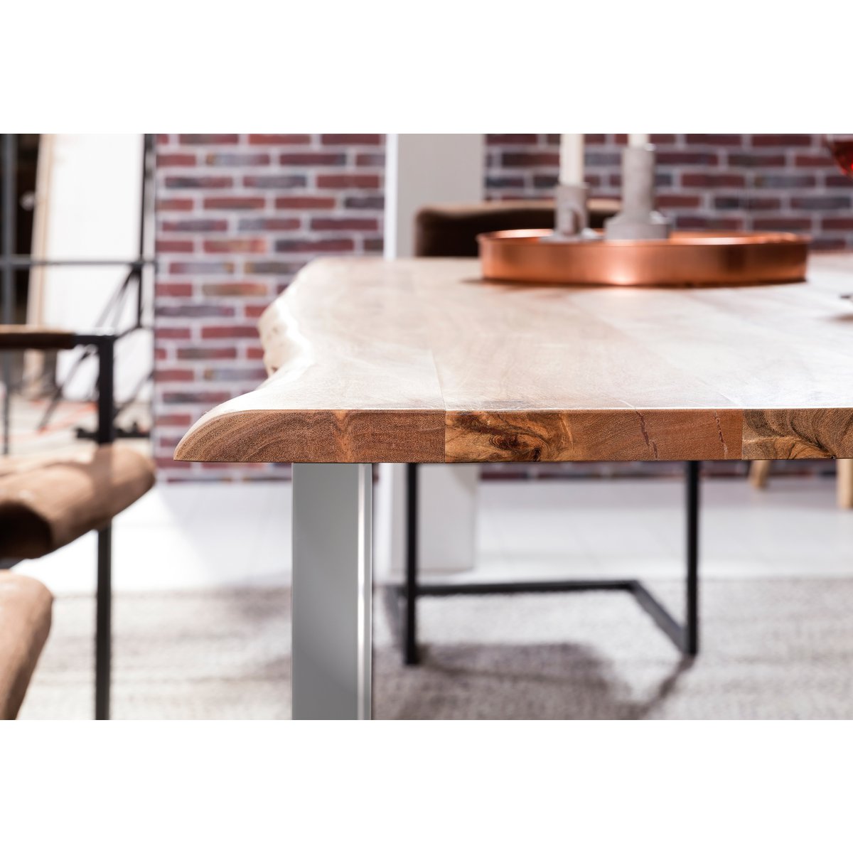 Tafel 180x100 cm, natuurlijk acacia, 56 mm