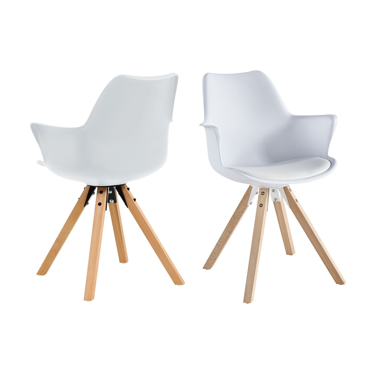 Fauteuil met kunststof schaal set van 2 wit