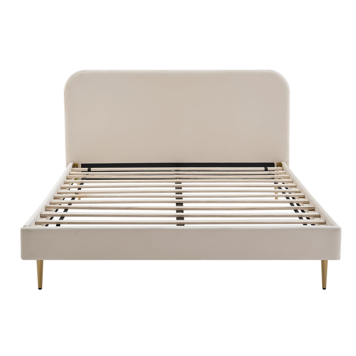 Gestoffeerd bed met beige fluwelen hoes 140x200 cm