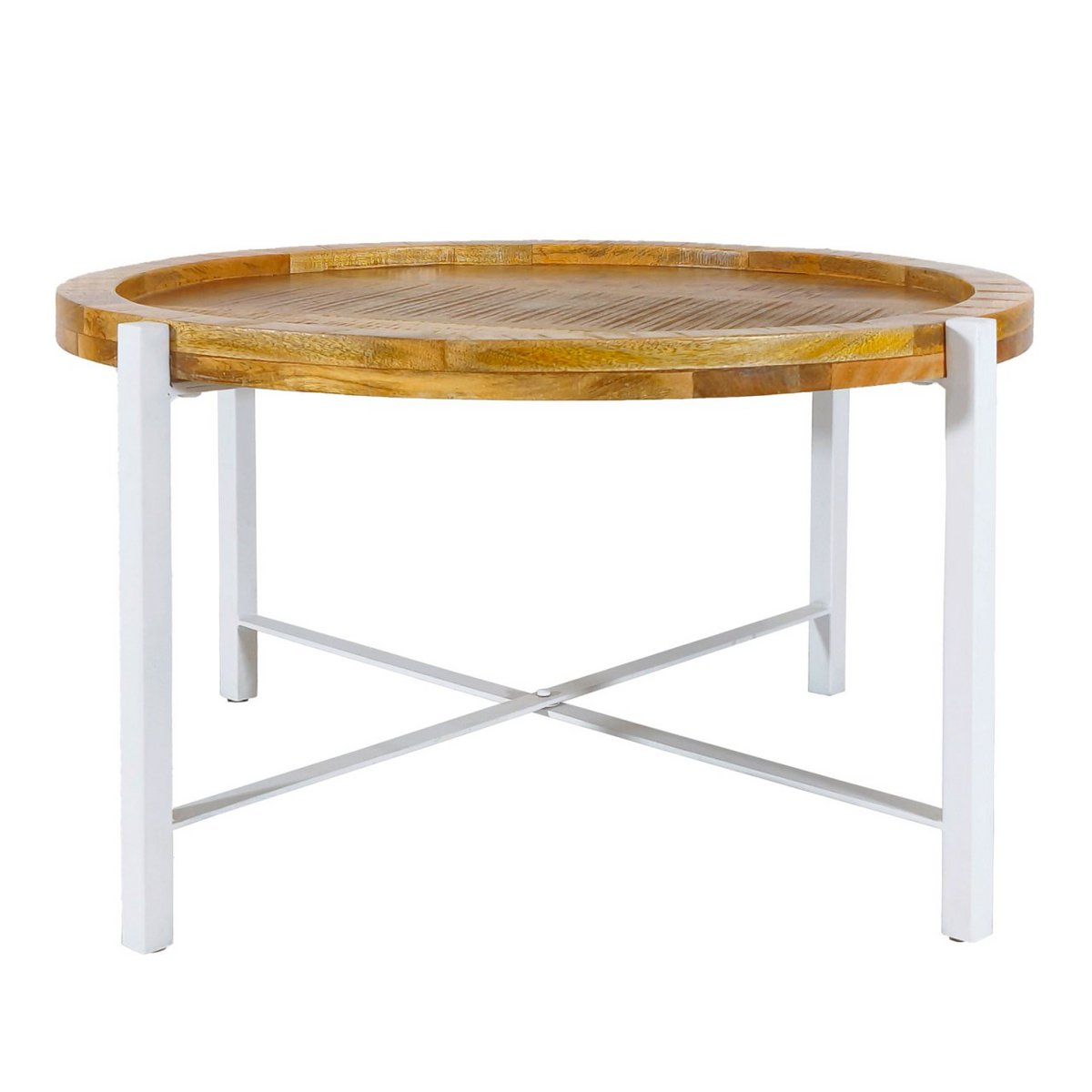 Salontafel Ø75cm bijzettafel woonkamer tafel rond sioux metalen frame