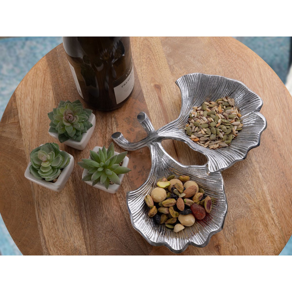 Decoratieve shell bowl master doos 18-delige aluminium ginkgo 2 blad goud of zilveren bladschaal