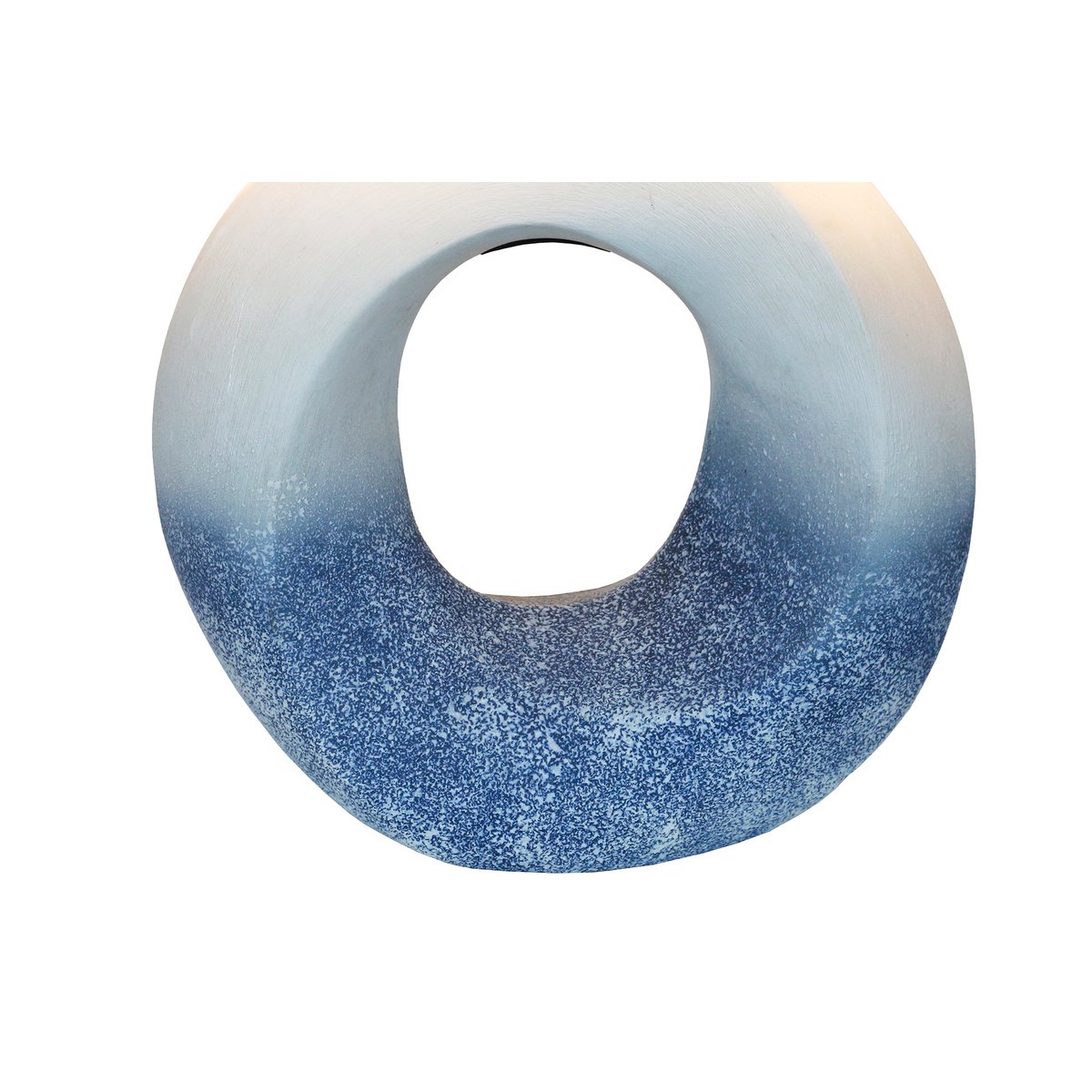 Tafellamp keramiek/linnen blauw/wit