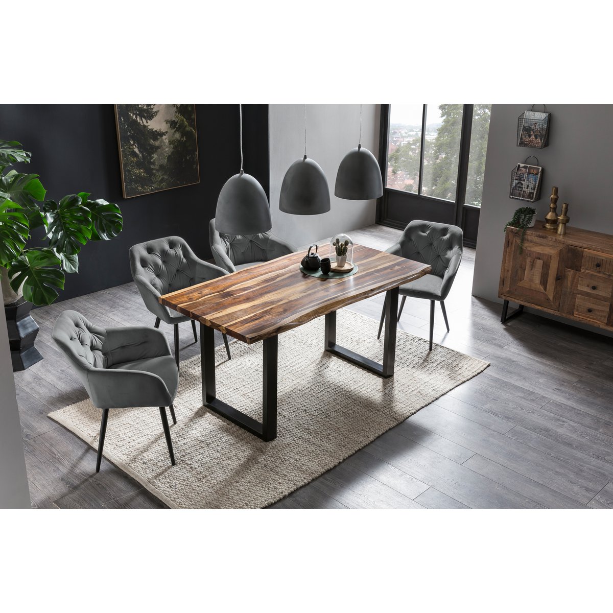Grijze fluwelen fauteuil