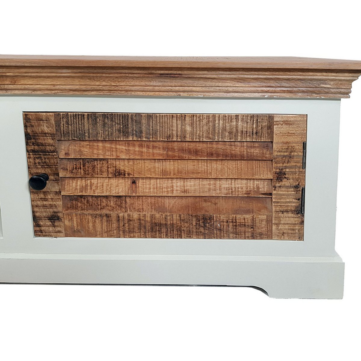 TV-lowboard TV-meubel B 114 H 45 cm massief houten TV-meubel Ibiza wit massief mangohout