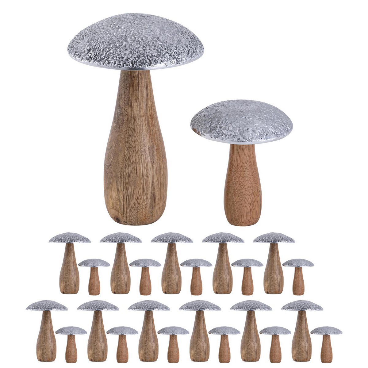 Deco-figuren 2 Set paddestoelen H20/12x13/9cm display mastbox 12x 2-delige mango-hout