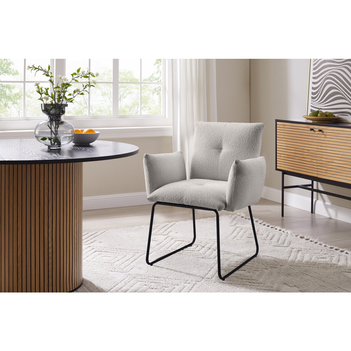 Fauteuil Bouclé stof lichtgrijs