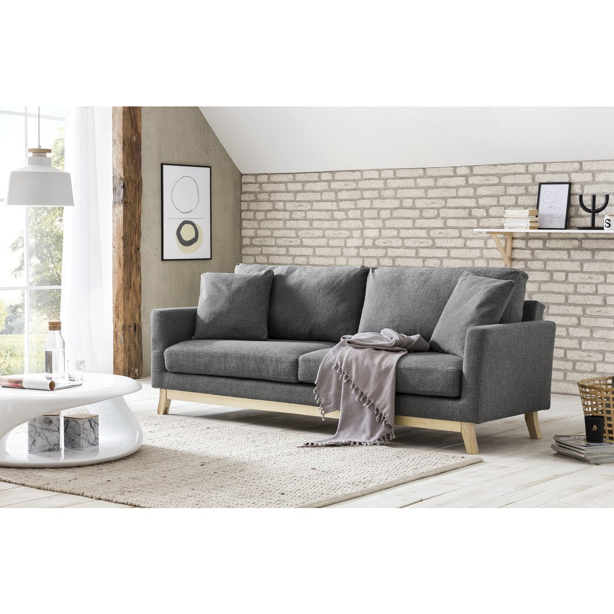 Salontafel 80x80x33 cm wit glasvezel