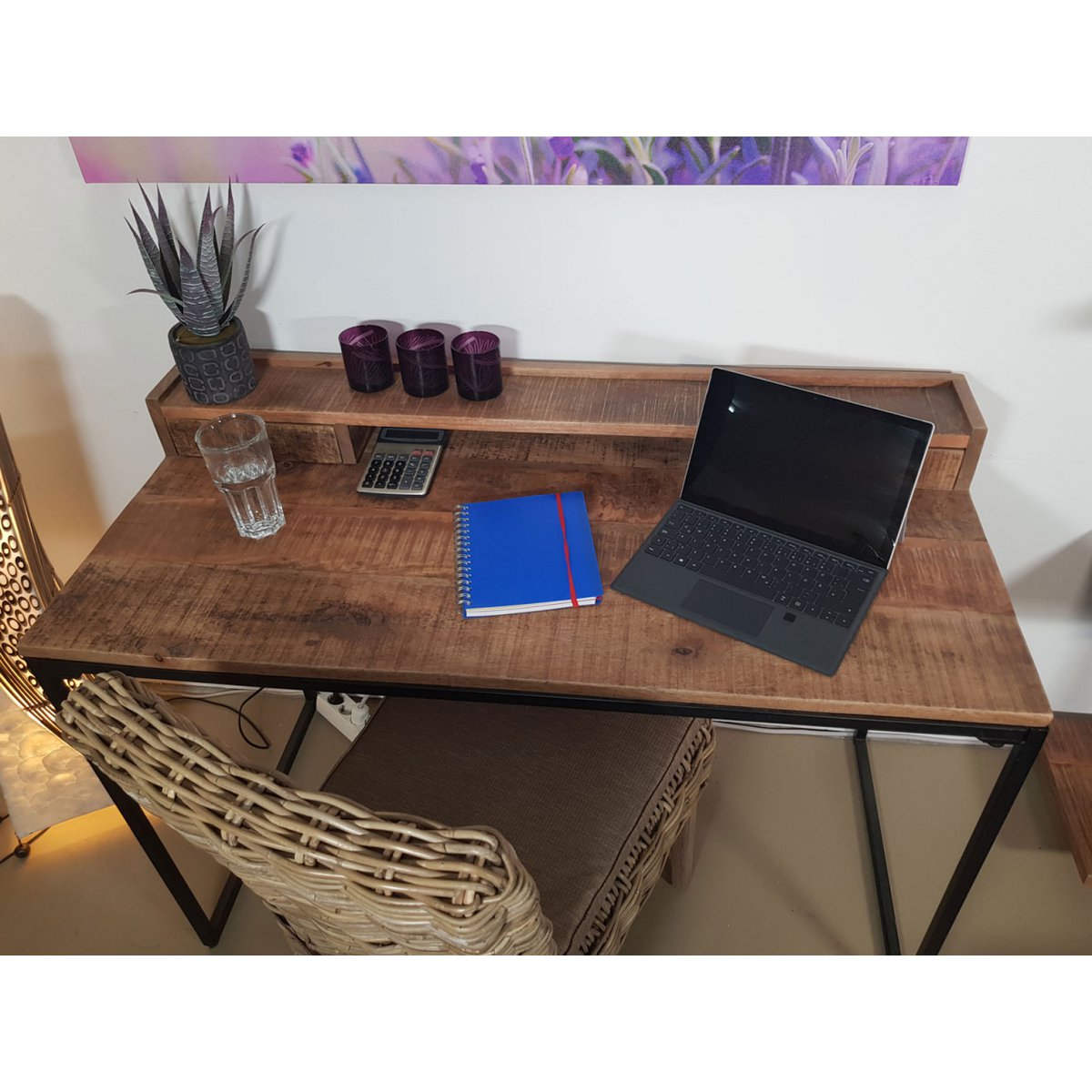 Bureau computer tabel 120x88x55cm Liverpool metalen frame zwart