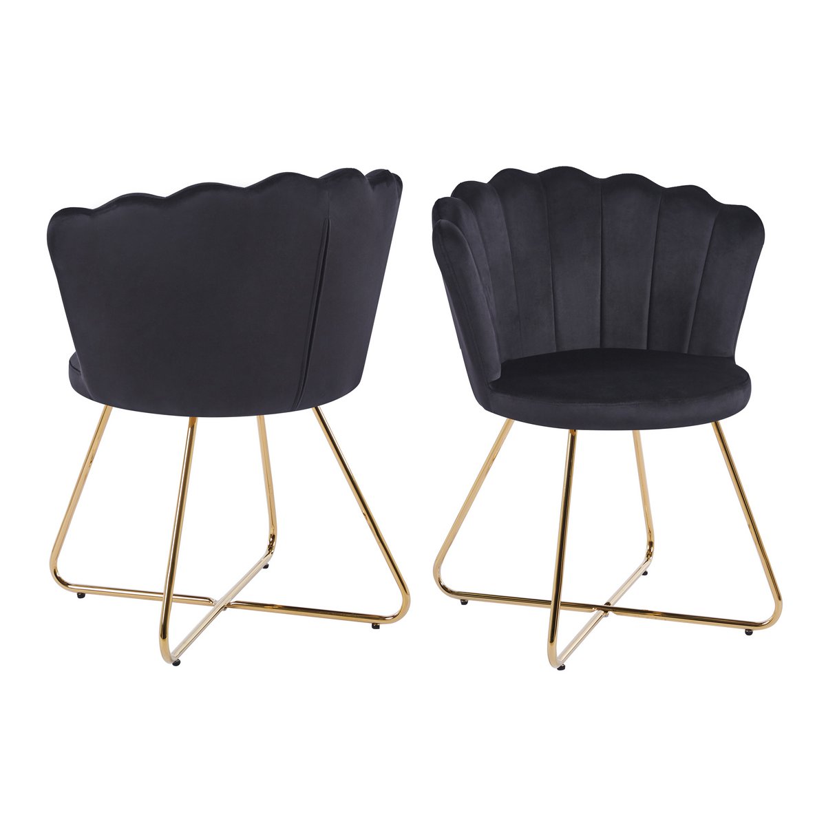 Velvet kuipstoelen set van 2 zwart