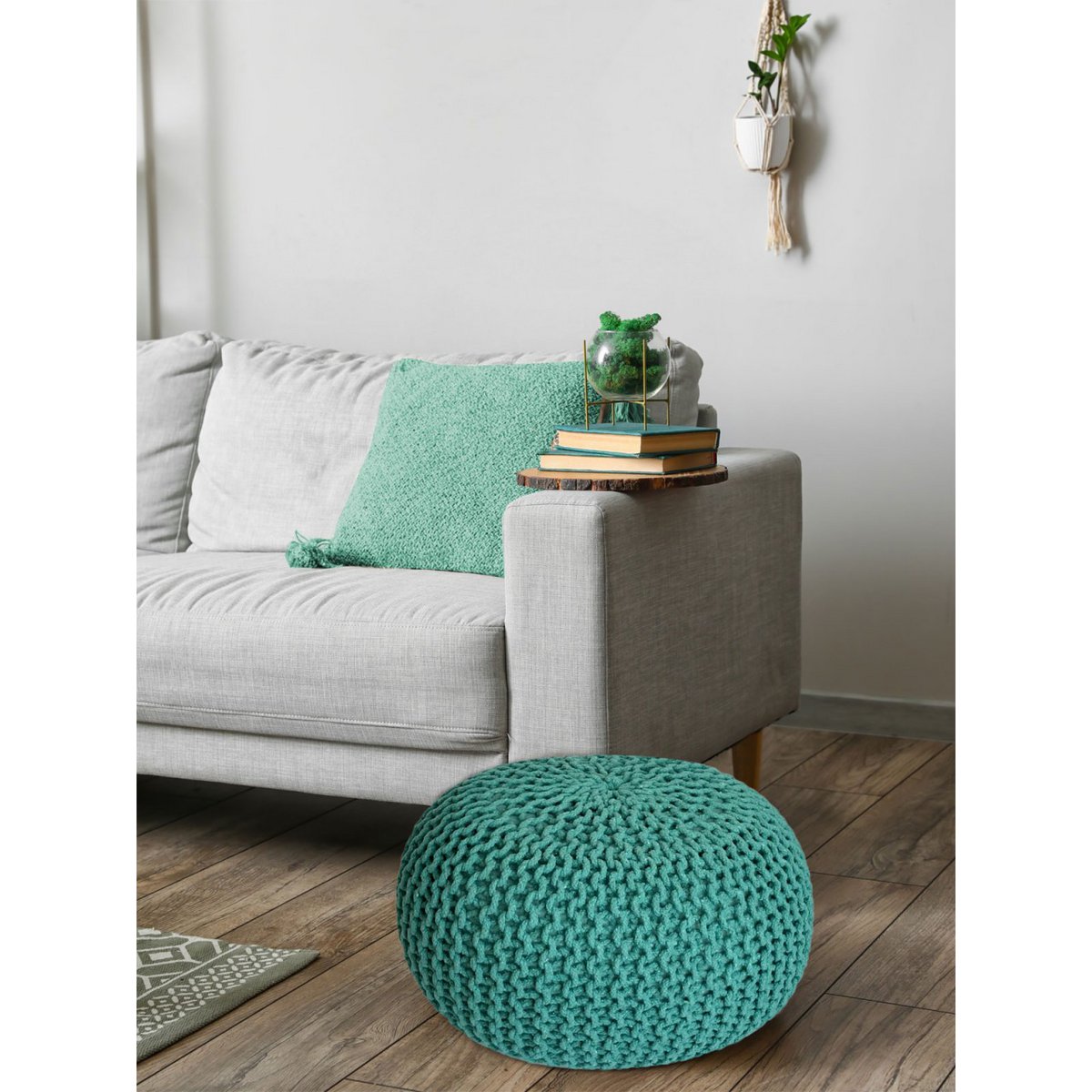 Brei -ontlasting pouf Ø 45 H 30 cm cm stoel pouf breien vloer kussen