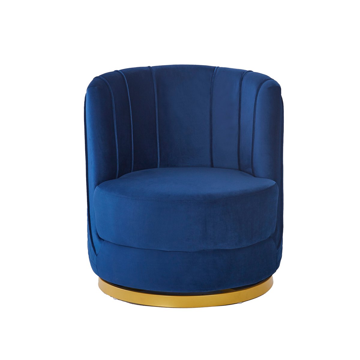Donkerblauwe fluwelen draaifauteuil