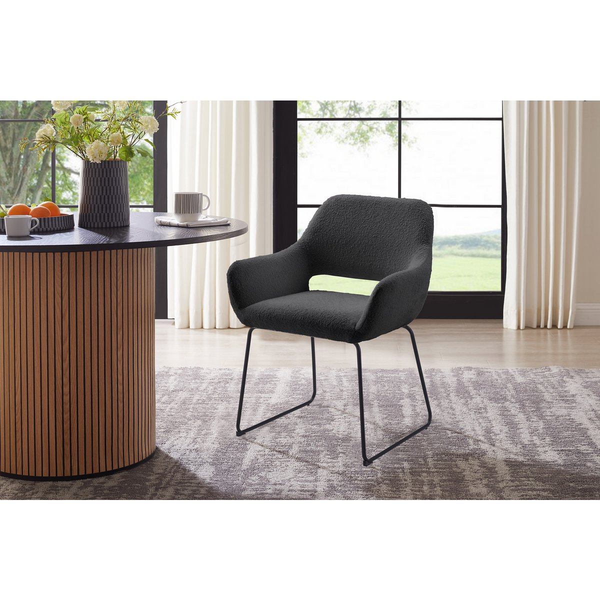 Fauteuil met ruguitsparing Bouclé stof antraciet