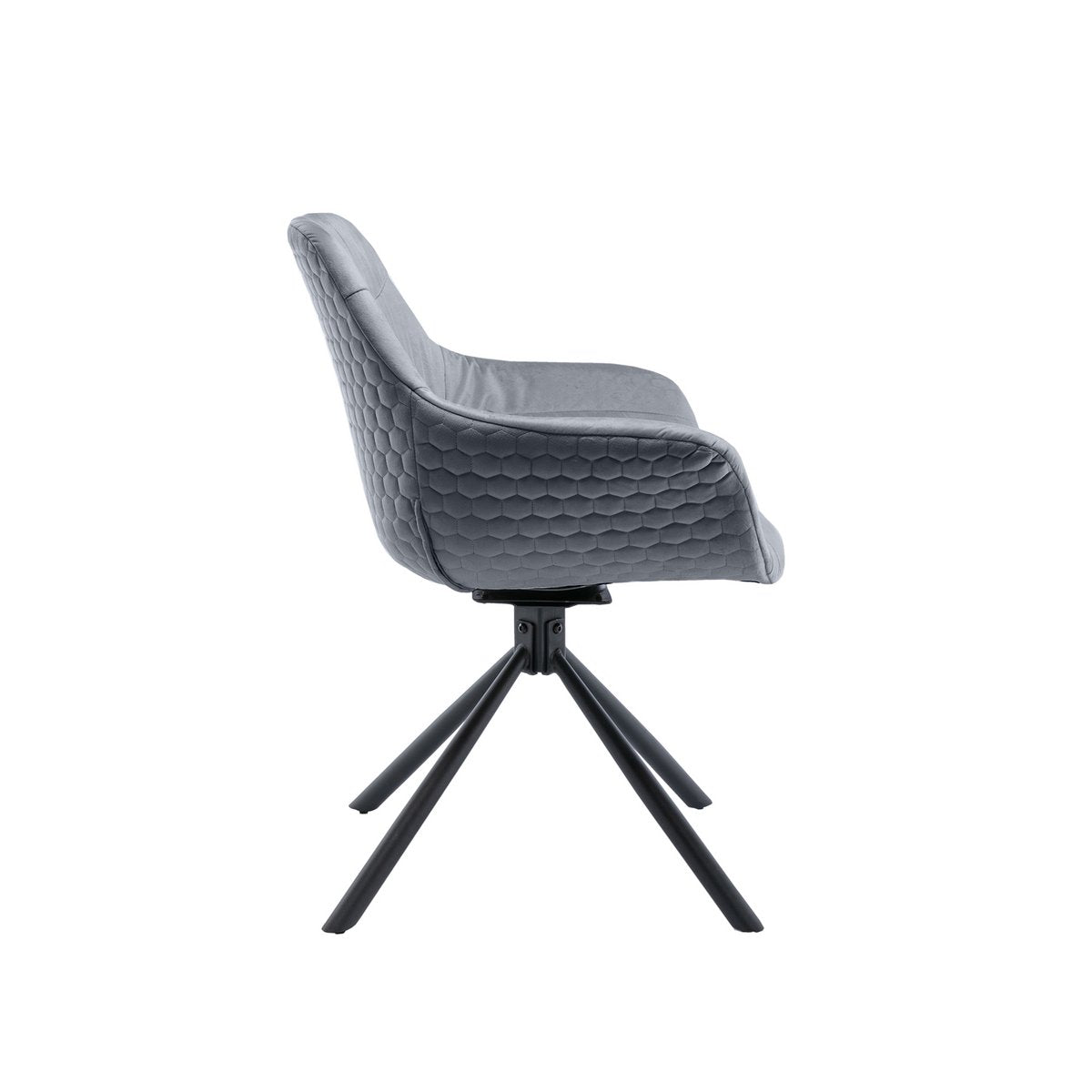 Fauteuil met honingraatstiksel in grijs fluweel