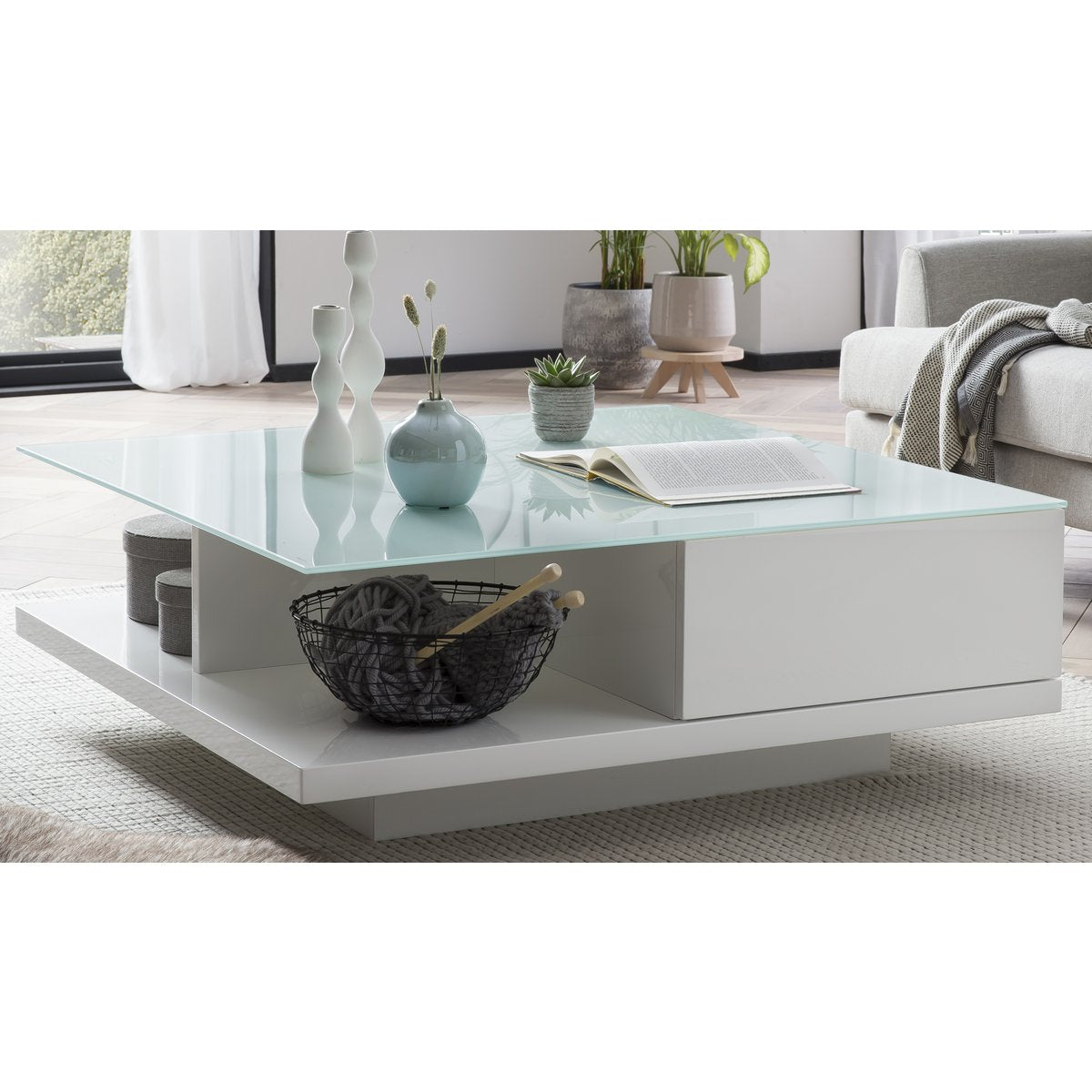 Salontafel 100x100x36 cm wit