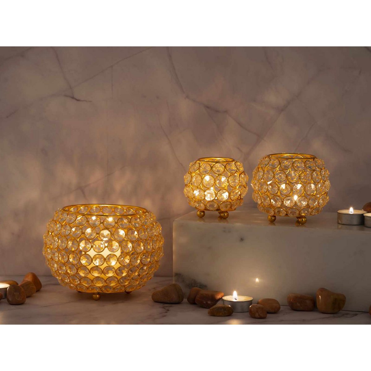 Kandelaar 24-delige set 3 x 8 VE-groenlichthouder Crystal Candlestick Gold of Silver Vintage Crisis