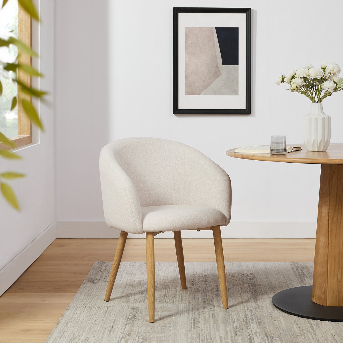 Fauteuilset van 2 structuurstof beige
