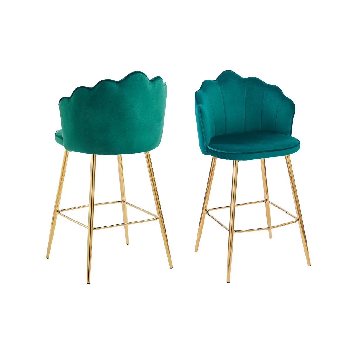 Set van 2 Shell Design Velvet Barkrukken Groen
