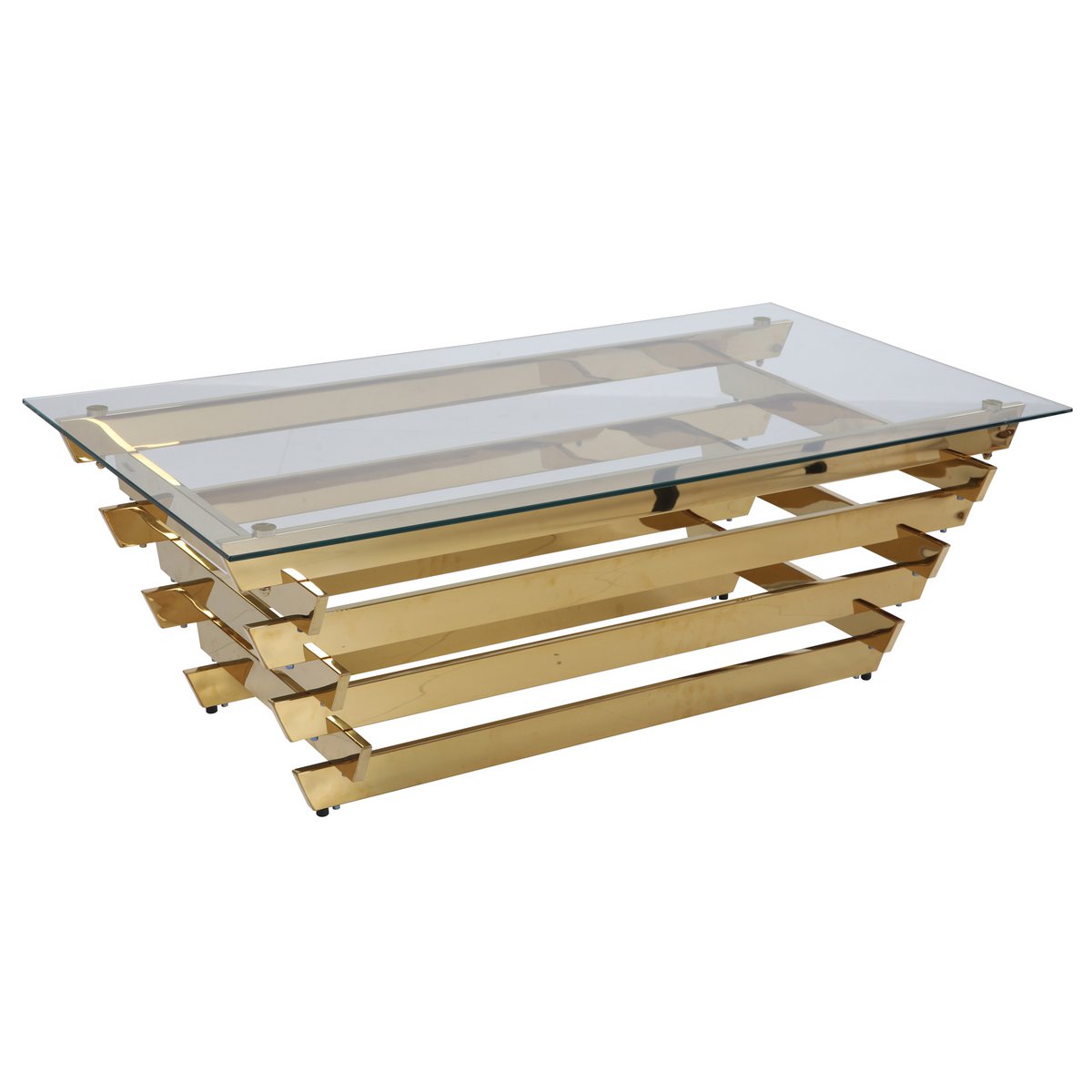 Salontafel 130x70 cm goud/helder glas