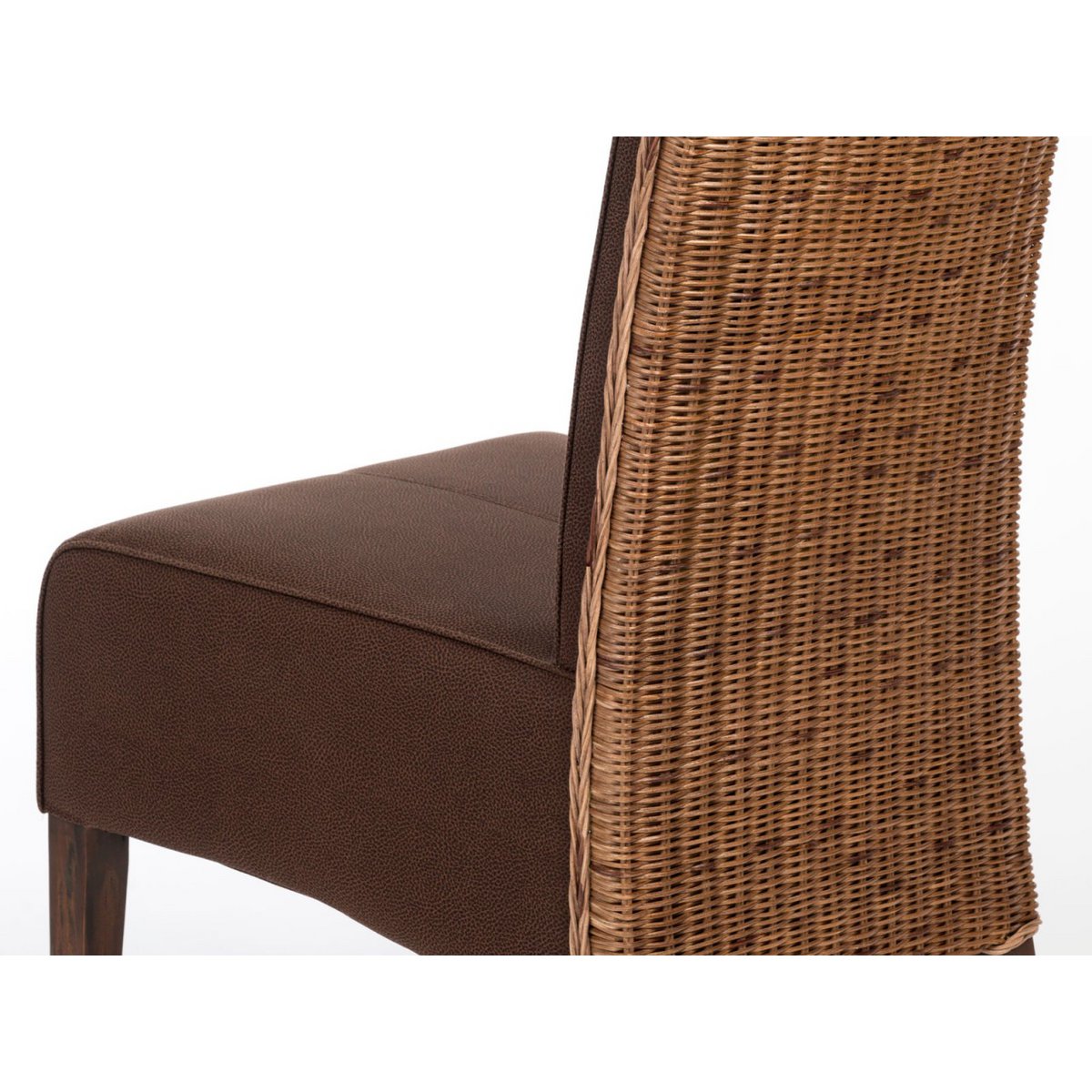 Rattan stoelen gezet 4 stukken eetkamerstoelen Antonio gestoffeerde stoelen bruin gestoffeerd wilde lederen look roggog