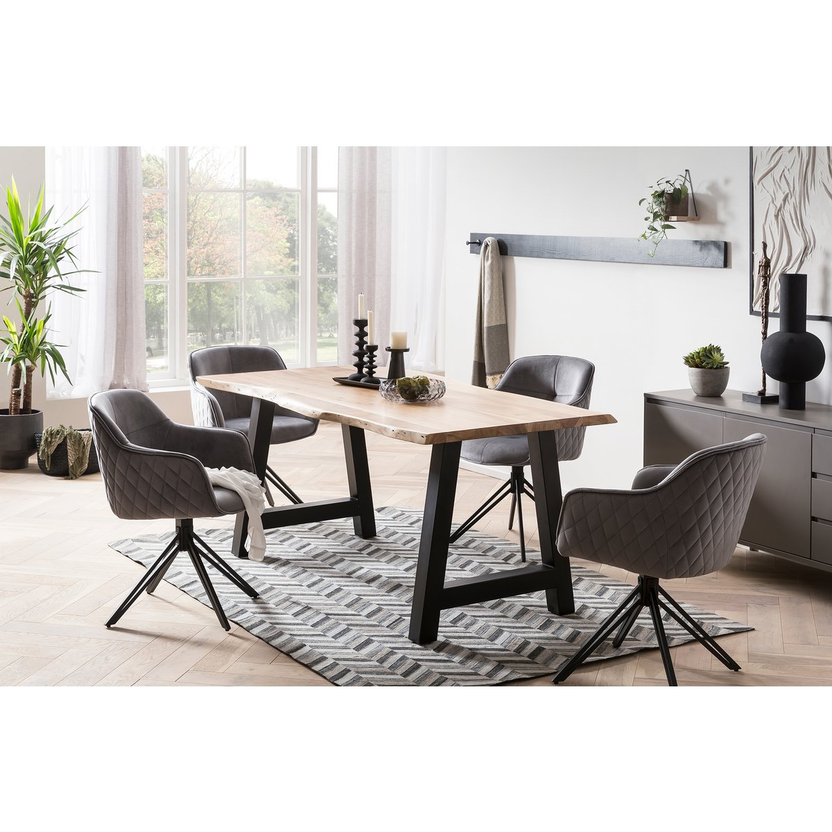 Fauteuil met honingraatquilt grijs