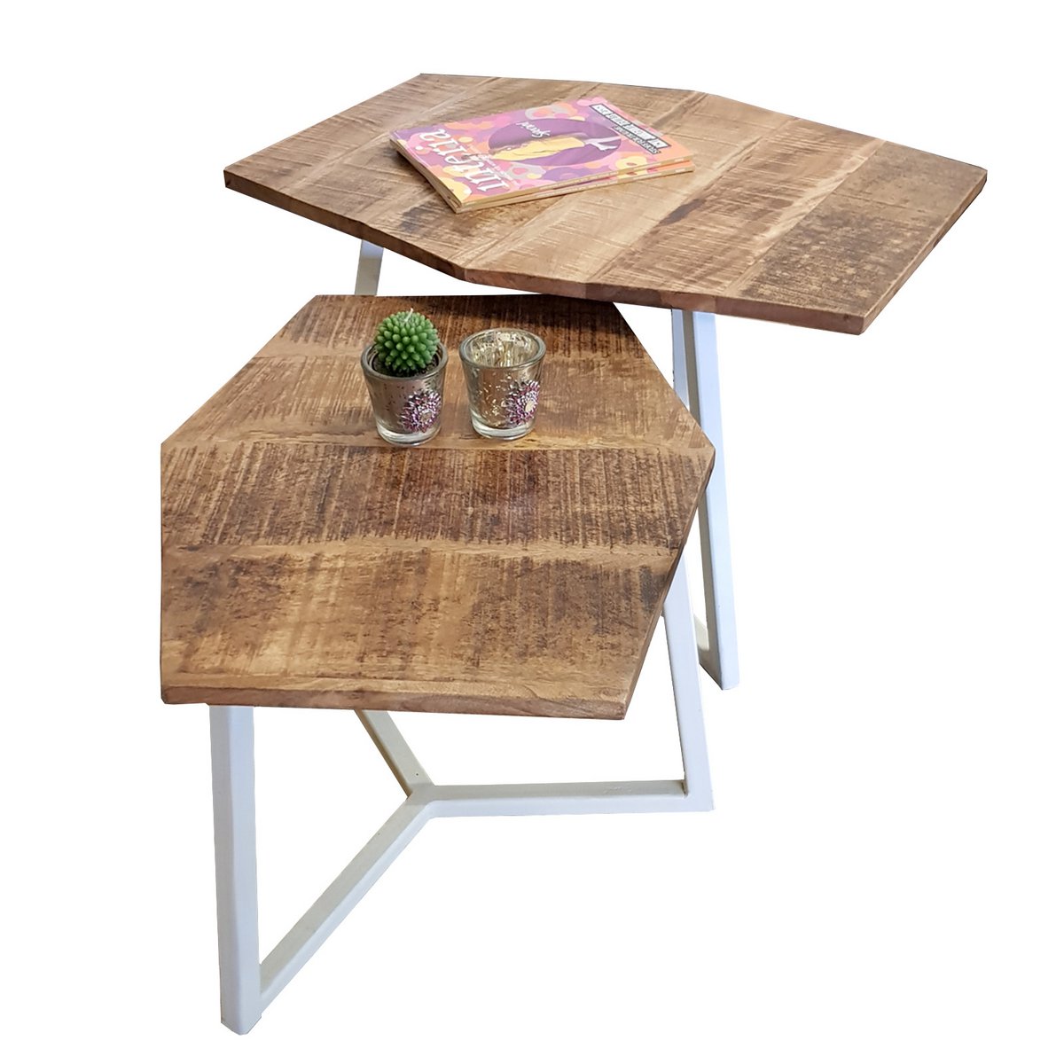 Set van 2 salontafels (6 stuks) 1 pallet woonkamertafel München metalen frame