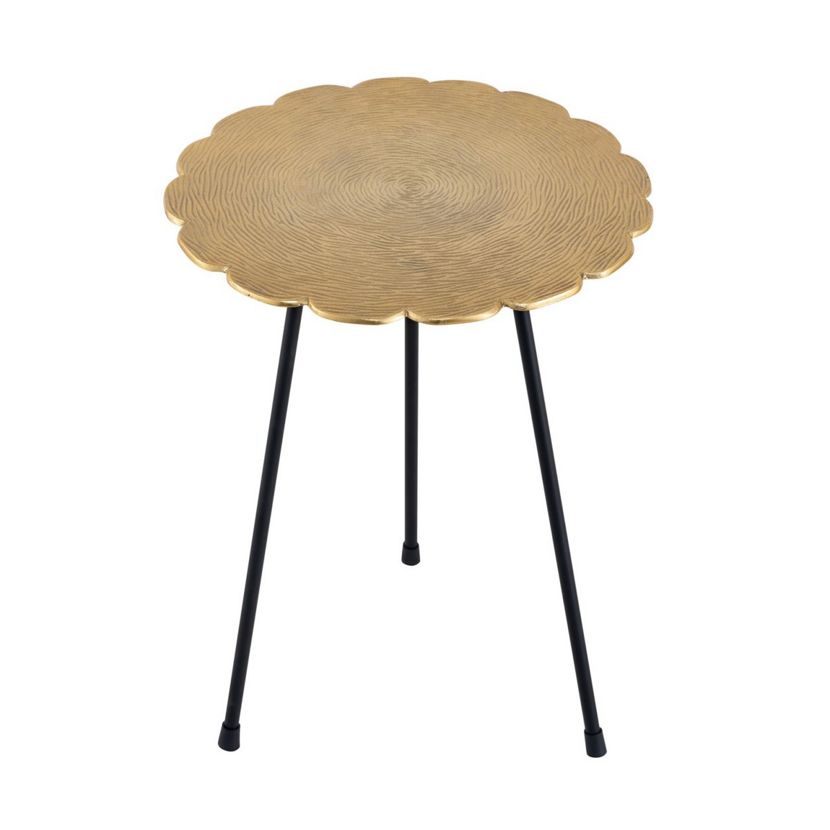 Bijzitter metalen decoratieve tafel Hilton Ø 35 x H 45 cm ronde aluminium met structuur zilver of goud
