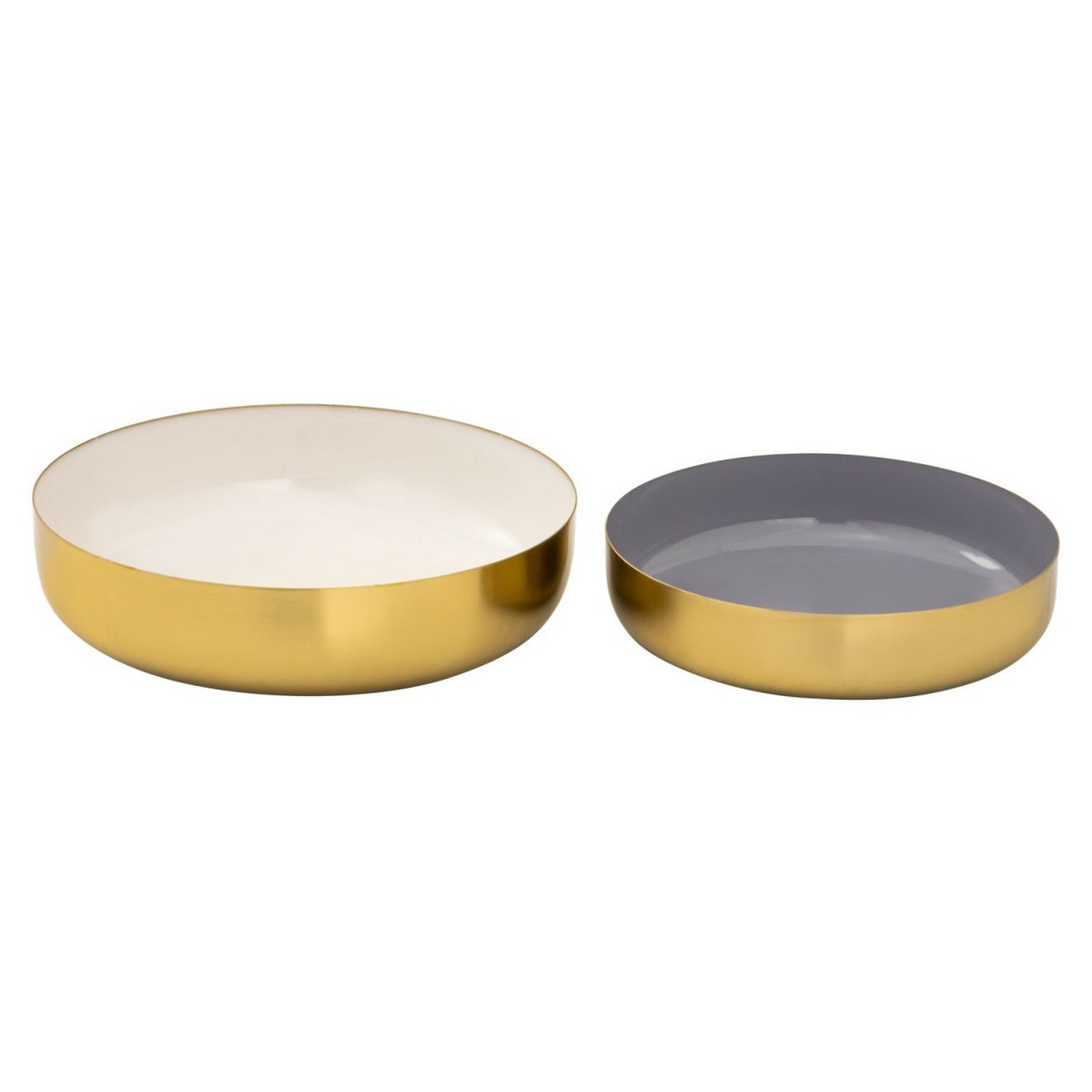 Sierschaal, set van 2, rond, ø 22/18 cm Glam snackschaal, hoogwaardig metaal, binnenzijde goud en email