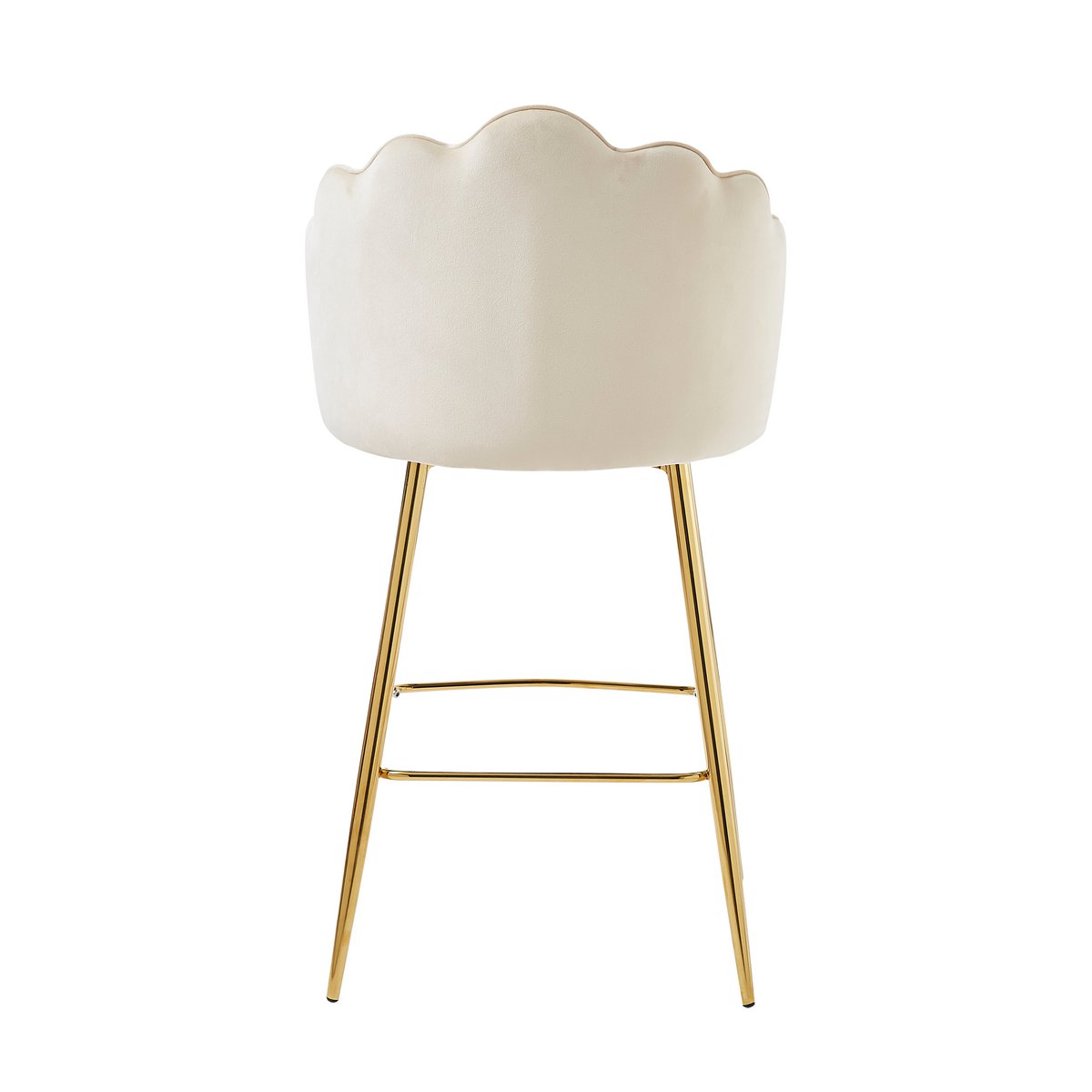 Set van 2 barkrukken met schelpdesign in beige fluweel