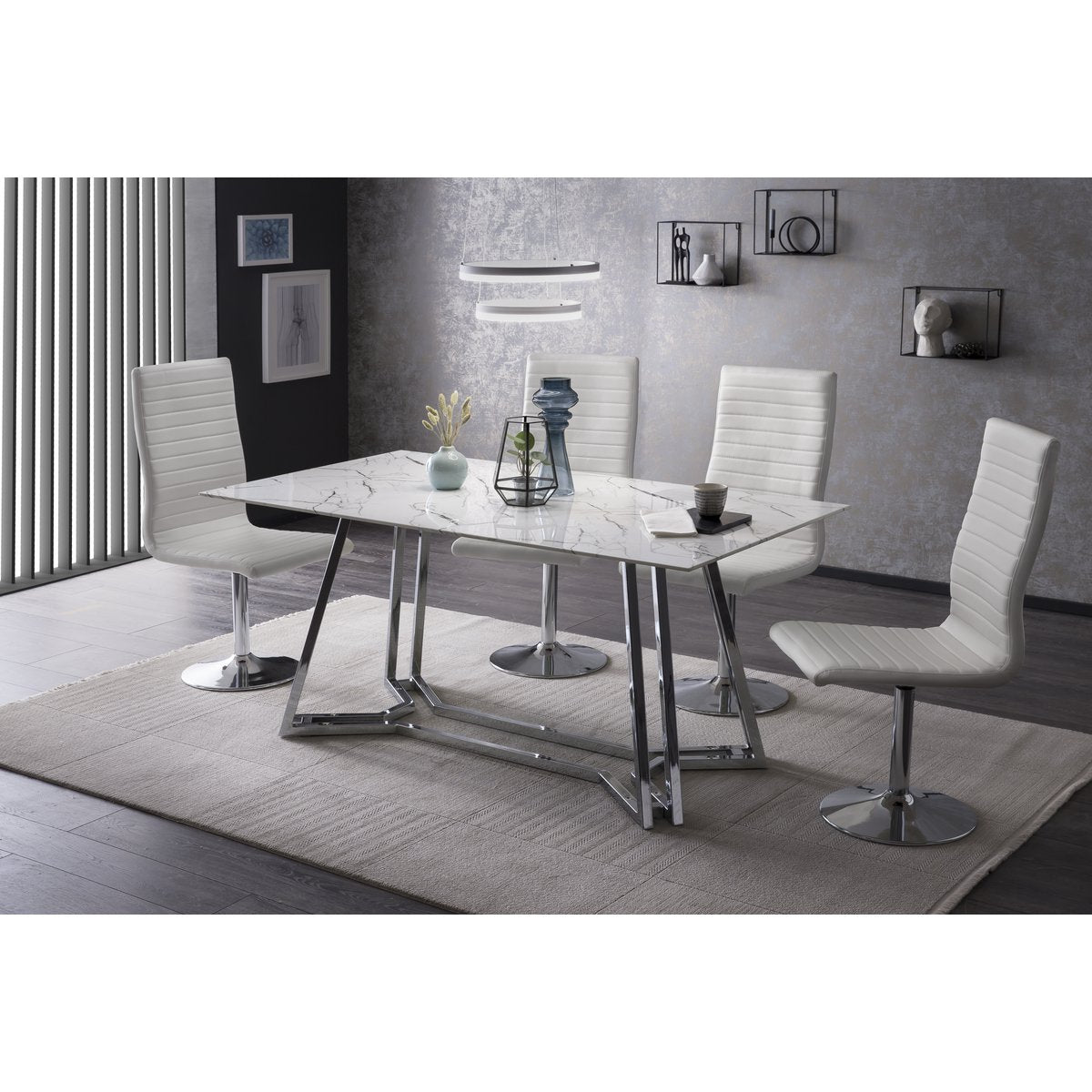 Set van 4 eetkamerstoelen in wit kunstleer look